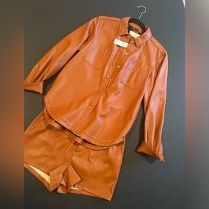 Anthropology pleather short and jacket set